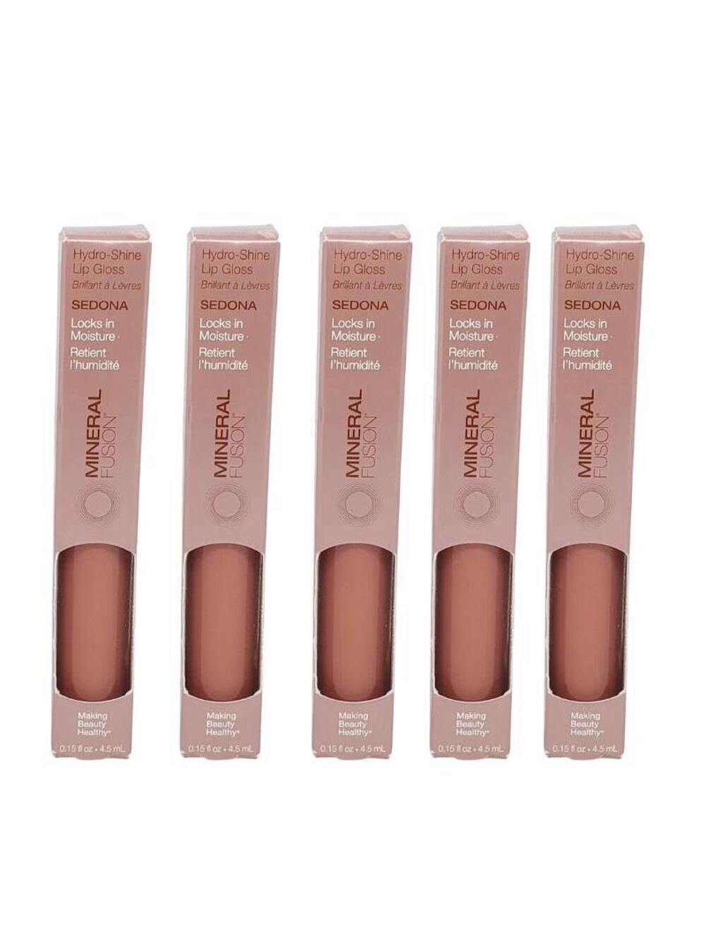 Mineral Fusion Hydro Shine Lip Gloss Sedona Vegan 0.15 oz 5 Pack New